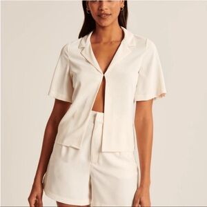 Abercrombie & Fitch Women’s Rust Blouse Small Retro 90s Quiet Luxury Camp Collar